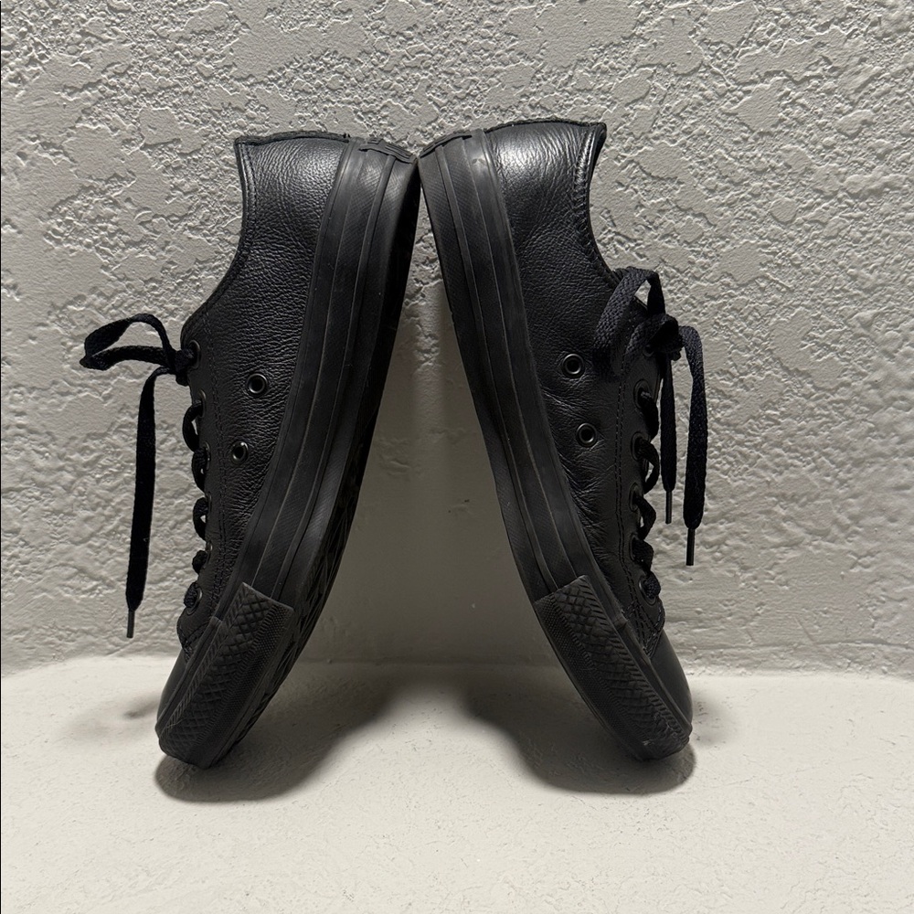 Black Leather Women’s Converse - Picture 3 of 5